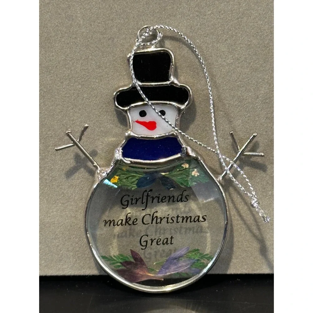 Stained‎ Glass Snowman Ornament Girlfriends Make Christmas Great Dried Flowers